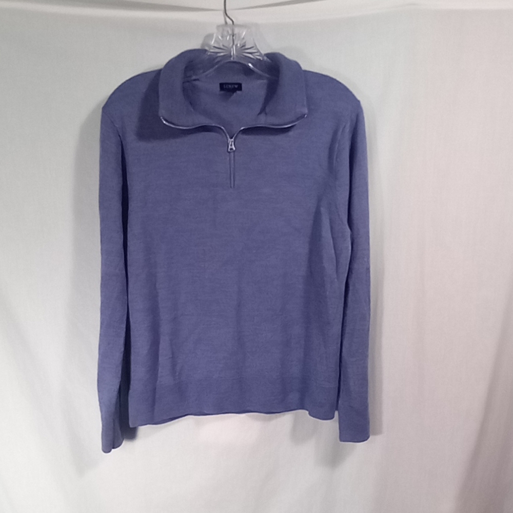 J.Crew Blue Merino Wool Blend Quarter Zip Sweater Size L
